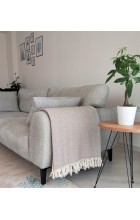 Bej ve Krem Rengi Balıksırtı Çift Kişilik Pike