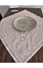Dantelli Keten Masa Örtüsü 90x90