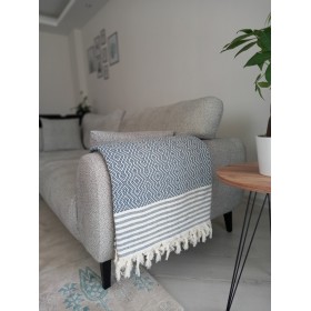 Yeşil ve Krem Renkli Etnik Desenli Çift Kişilik Pike