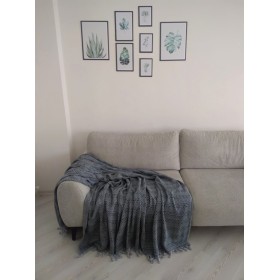 Koyu Yeşil ve Gri Renkli Zincir Desenli Çift Kişilik Pike