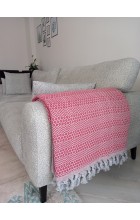Kırmızı ve Gri Renkli Zincir Desenli Çift Kişilik  Pamuklu Pike 