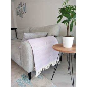 Lila ve Krem Rengi Zincir Desenli Çift Kişilik Pike
