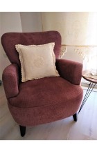 Orta Dantelli Keten Kırlent 45x45