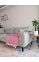 Pembe ve Krem Rengi Balıksırtı Çift Kişilik Pike