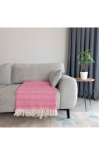 Pembe ve Krem Renkli Zincir Desenli Çift Kişilik Pike